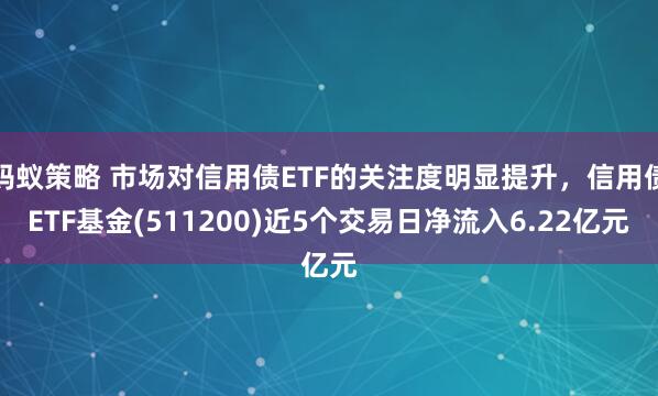 蚂蚁策略 市场对信用债ETF的关注度明显提升，信用债ETF基金(511200)近5个交易日净流入6.22亿元